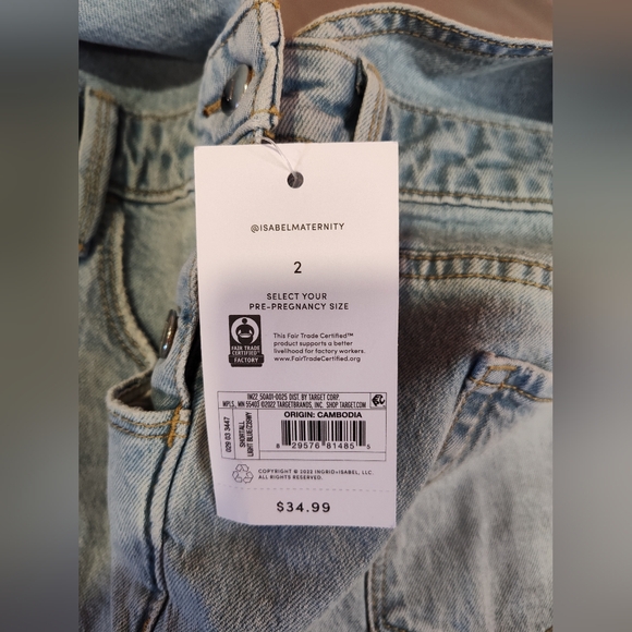 Isabel Maternity Jean Shortalls Light Wash - Picture 7 of 7